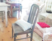 Vintage  chippy painted aqua chair shabby chic cottage chic prairie