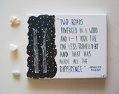 Acrylic Painting - 8 x 10 in - Framed Canvas - "Two Roads Diverged" - A Robert Frost Forest