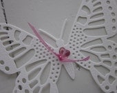 3D paper butterfly wall art in hot pink and ivory with matching design paper --- Let them fly around on your wall or make a sunburst
