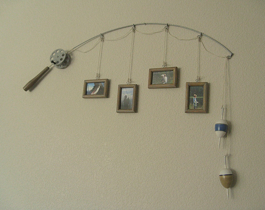 Fishing Pole Picture Frame - Metal Silver - 4 Frames