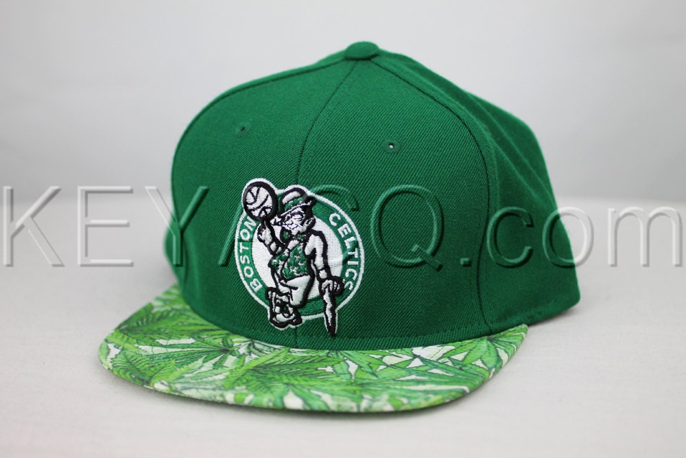 Custom Boston Celtics Snapback -- Marijuana Fabric