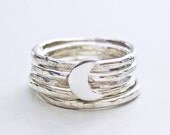 Moon ring, stacking rings, silver rings, crescent moon, sterling silver rings