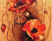 Poppies N3. Cross Stitch Pattern. PDF Files.  Free shipping.