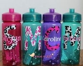 Monogram and Name - Personalized 16oz Sports Water Bottle - For Kids - Party Favors, Gifts - Fun Colors