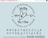 ON SALE Round Address Stamp - Heart Arrow Names or Initials - Personalized Etsy Design (R1006) - Custom Knob Handle