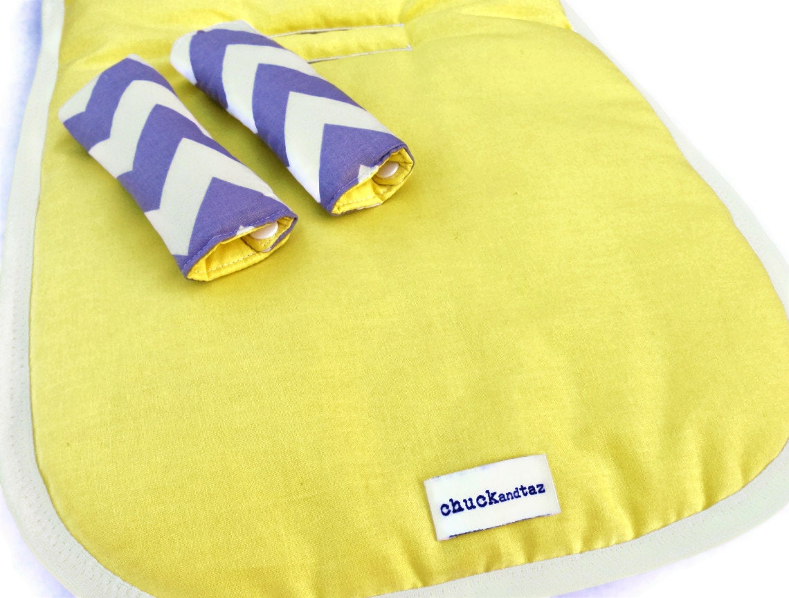 Reversible Pram/Stroller Liner Grey Chevron and Yellow