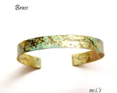 30% off One Green Patina Brass / Copper Handcrafted Eco Friendly Natural Oxidized Band Bangle Artisan Soft Bracelet Cuff Gift for Her.Free