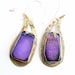 Handcrafted Eco Friendly Oxidized Brass Paisley Teardrop Metalwork Soldered Dangle Statement Drop Earrings with Purple Agate Gift for Her