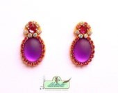 Crystal Earrings Swarovski- Rhinestones- Berry Design- Statement Earrings