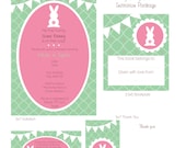Printable Custom Bunny Baby Shower Invitation Package