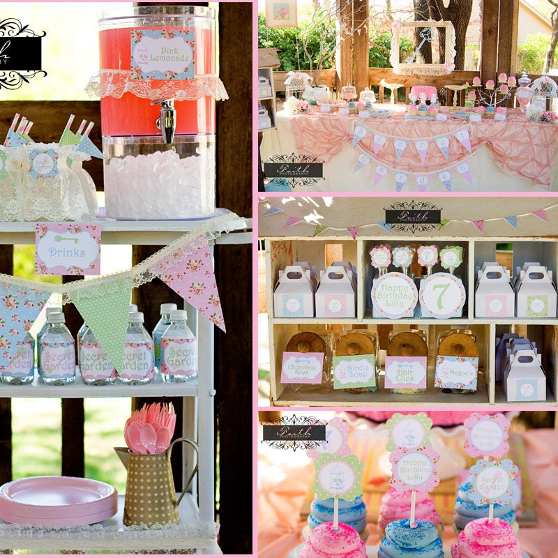 Vintage Tea Party - Shabby Chic Girls Birthday - PRINTABLE Personalized Package - Girls Tea Party Il_570xn