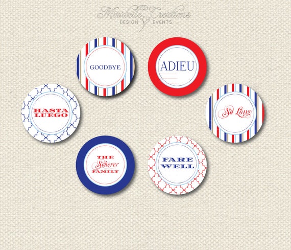 CUSTOMIZABLE PARTY CIRCLES -- Modern Going Away Party -- MIrabelle Creations Il_570xn