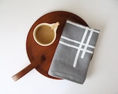 Steel Gray Linen Screen Printed Eco Friendly Tea Towel Scandinavian