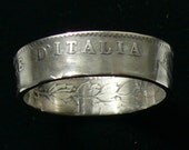 Silver Coin Ring 1886 Italy 1 Lira - Double Sided and Size 7