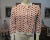Vintage 1950s Polka Dot Cardigan Sweater Retro Rockabilly PinUp Too Cute