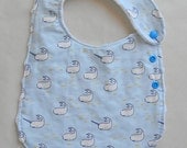 Blue Narwhal Adjustable Side Snap Bib