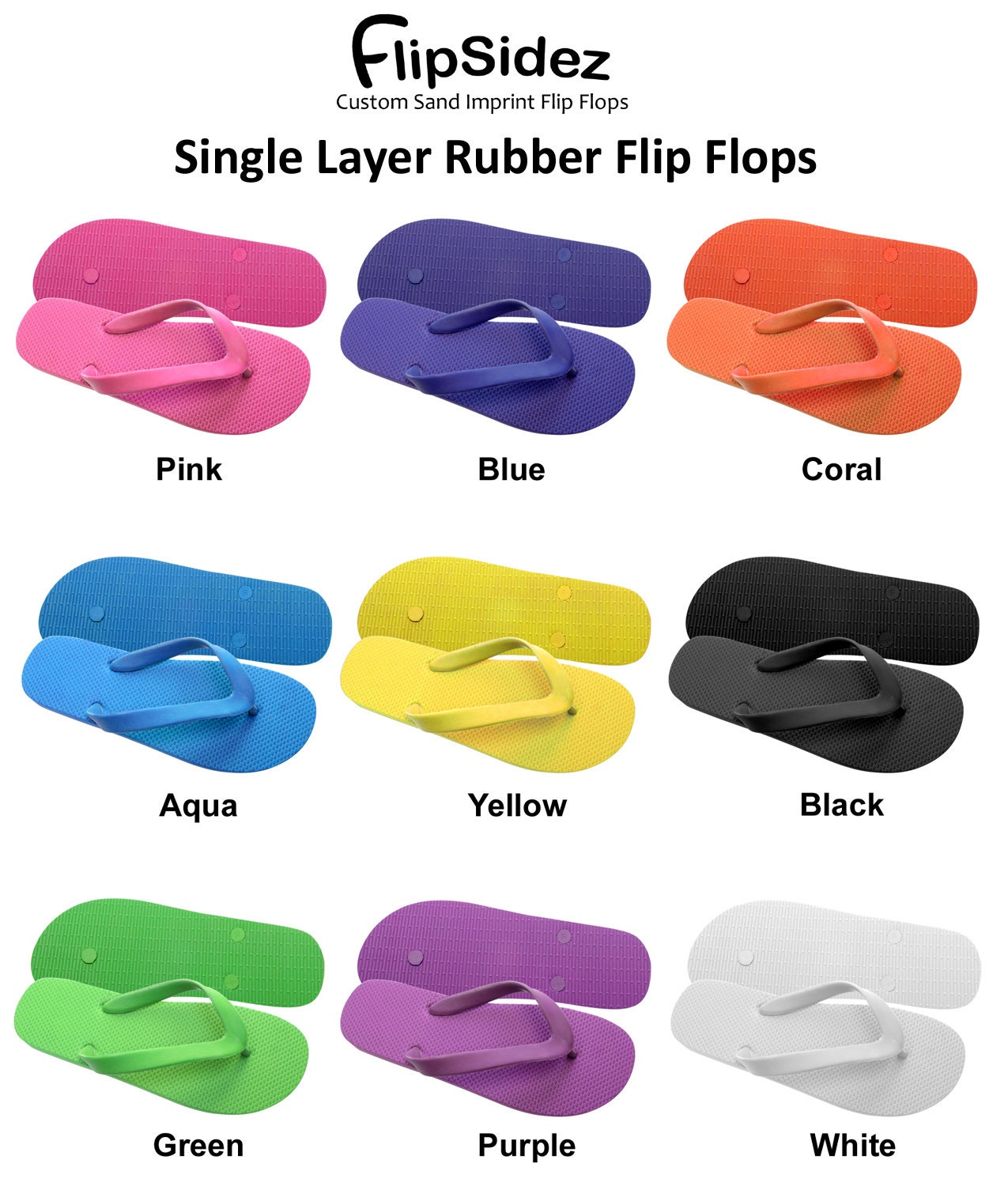 Custom Sand Imprint Flip Flops. Personalize With Your Design. No Minimum Order Quantity.