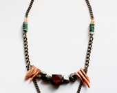 tribal geometric pyrite beaded chain necklace // HAINA