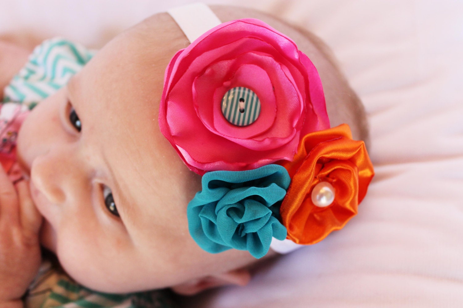 Fabric Flower Headband- Chiffon and Satin Flowers