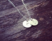 Two Initials Necklace - All 925 Sterling Silver - Personalization Gift