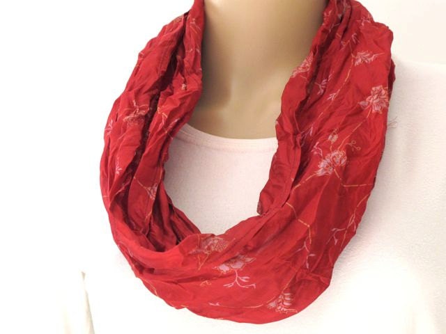 Summer Scarf, Silk scarf, Infinity Scarf, Sari scarf