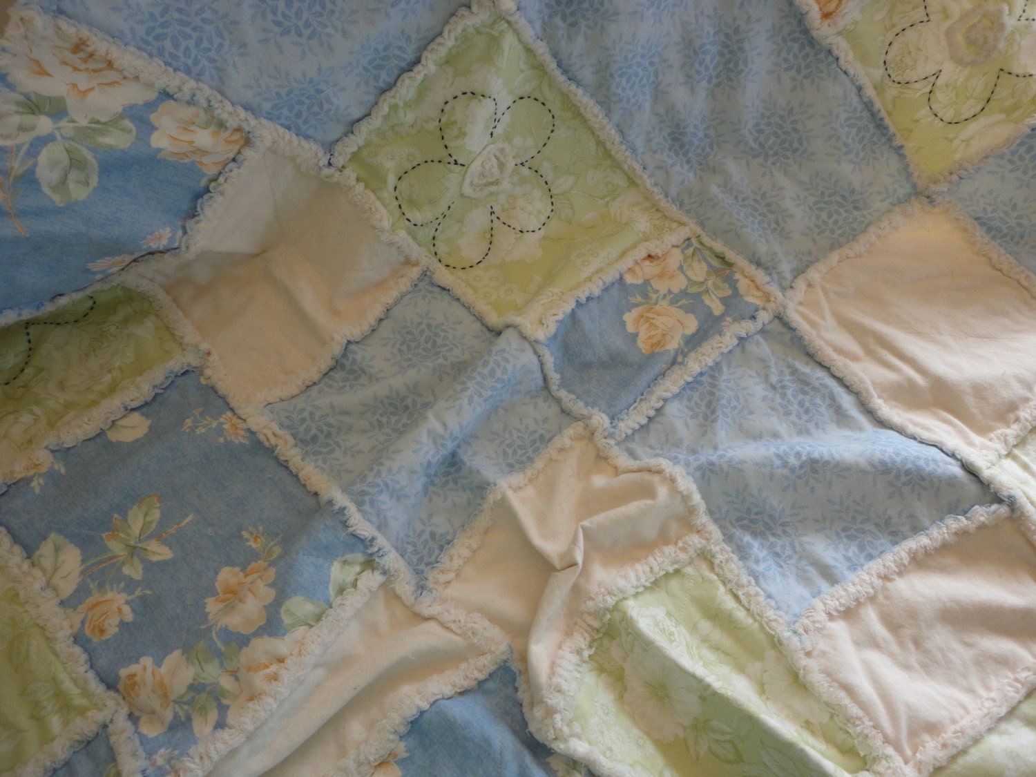 Rag Quilt Handmade Patchwork Quilt Blanket Throw