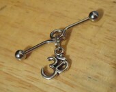 Industrial Barbell - Silver Ohm Symbol Industrial Barbell - Industrial Piercing