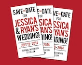 Save The Date wedding invitation cards - DIY printable - bold, modern typography - your choice of colours