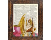 Smiling Howl Original Studio Ghibli Inspired Print on an Unframed Upcycled Bookpage