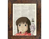Spirited Away Chihiro Sen Studio Ghibli Print on an Unframed Upcycled Bookpage