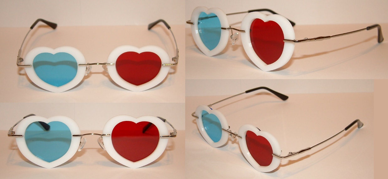 Red and Blue 3D Heart or rectangle glasses