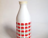 Vintage Glass Milk Bottle with Bright Red Apples Made in Italy
