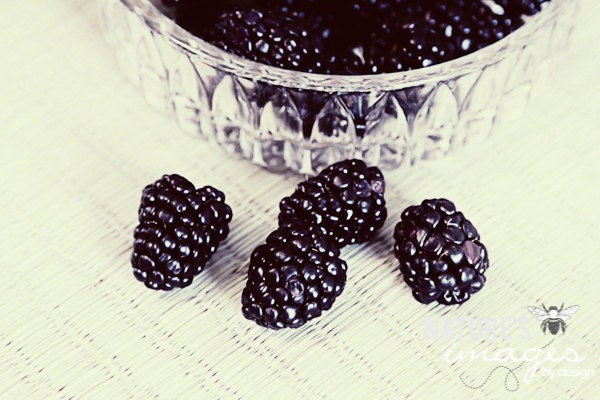 Blackberry Print, Food Photography, Still Life Print, Bowl of Blackberries, Purple, Fruit Image, Macro, Kitchen Print,  8x12