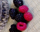 Mixed Berries Print, Food Photography, Still Life Print, Raspberries, Blackberries, Purple, Red, Fruit Image, Macro, Kitchen Print,  8x12