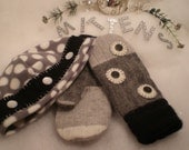 Recycled, Upcycled, Repurposed Wool Sweater Mittens & Hat Set