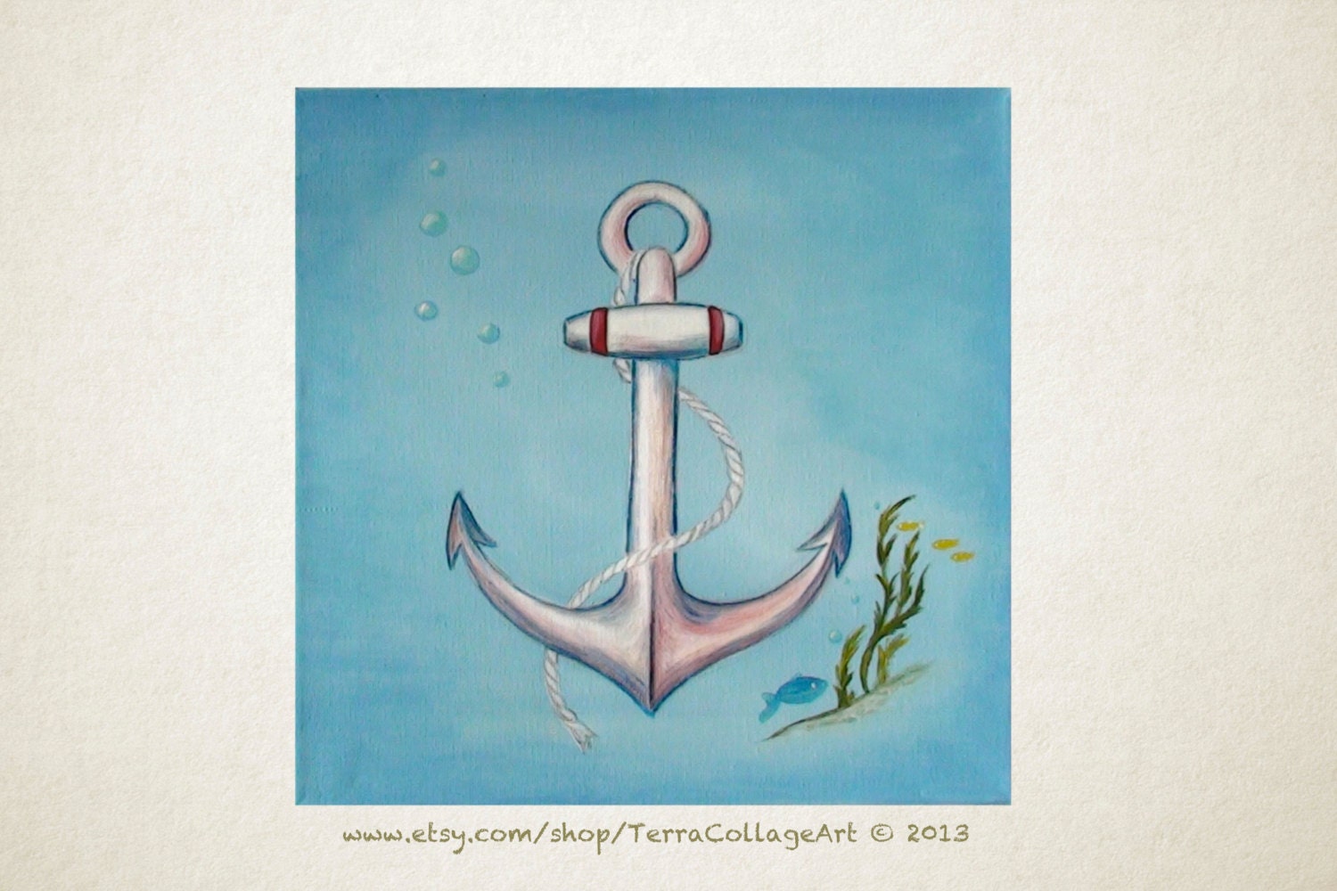 Anchor Original Acrylic Painting, 12x12 in, nautical baby shower, kids room, home decoration, MADE TO ORDER