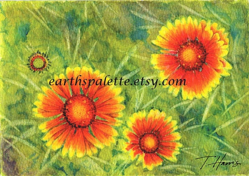 Orange anemone flower painting 5x7 print from original watercolor painting floral painting wall art home decor earthspalette
