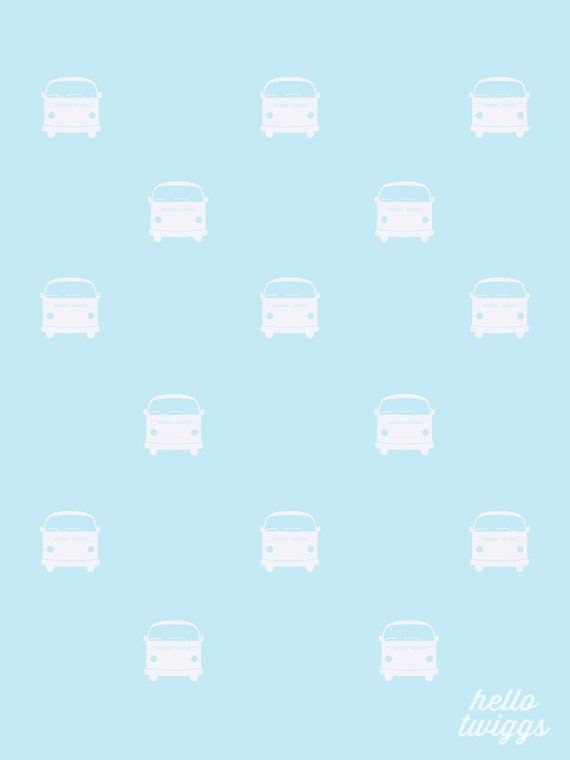Nursery Art Print, Baby Blue Abstract Art, Cars Art Print, Boy's Room Decor, VW Vans - It's a boy