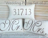 3 Wedding Pillows FREE SHIPPING-- Mr. and Mrs.- Burlap Mr. and Mrs. Pillows-  Wedding Gift- Rustic Wedding-Pillow- Decorative Pillow-