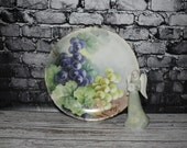 Handpainted plate with green and purple grapes marked Rosenthal Bavaria