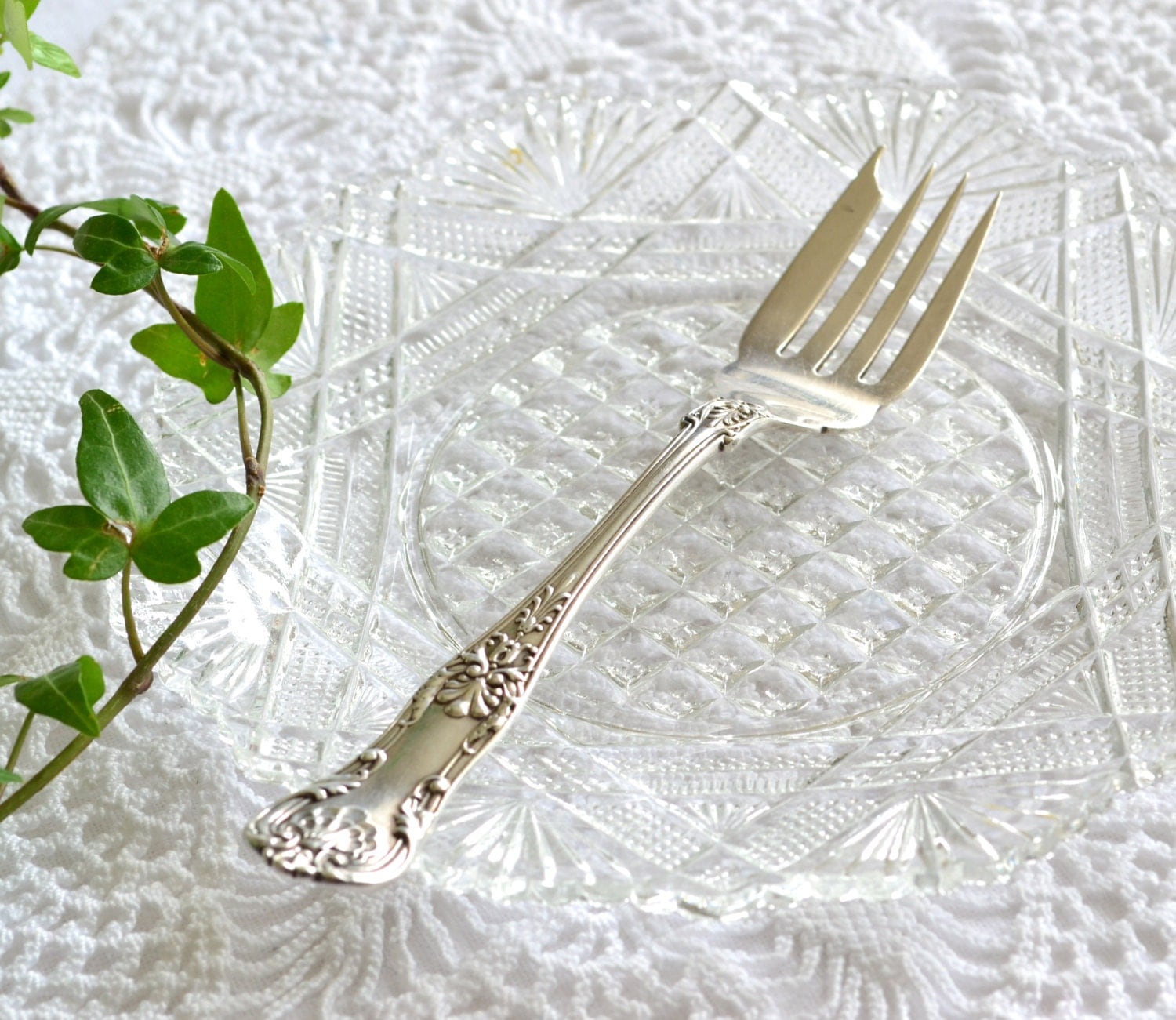 Antique salad fork Gorham New Queens sterling silver 1890,s
