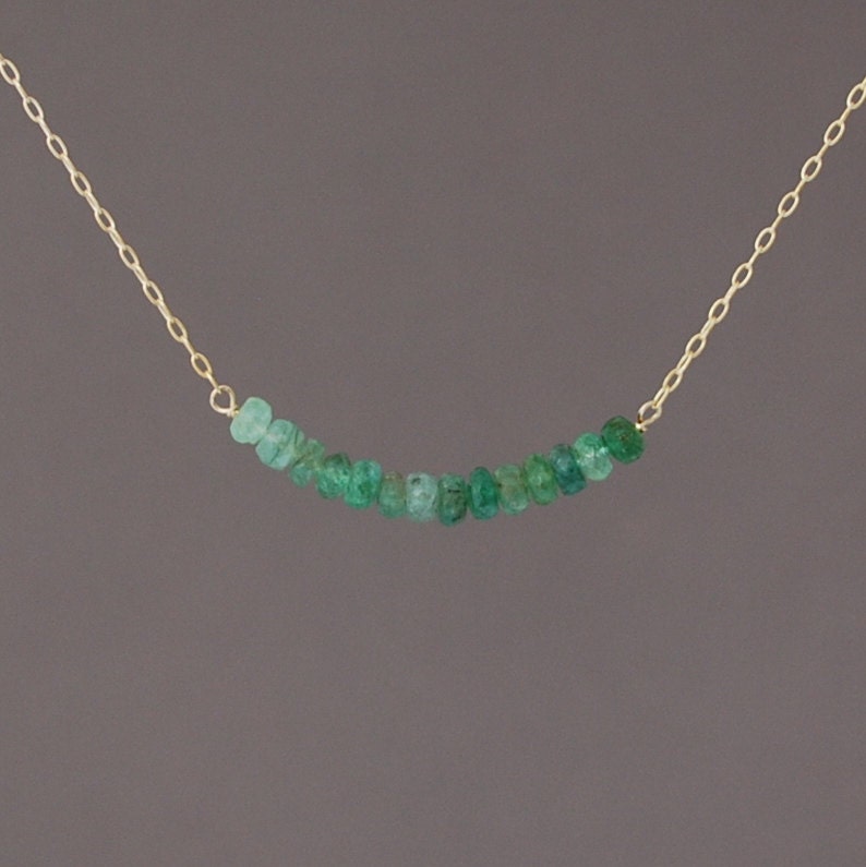 Real Green Emerald Stone Beaded Necklace Gold or Silver
