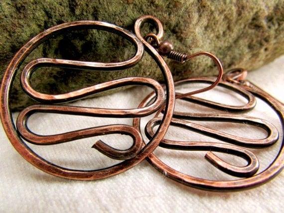 Unique Handmade Jewelry Hammered Copper Jewelry  Antique Copper Jewelry Hammered Copper Earrings Clip On