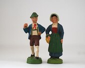 Mid Century Ceramic Figurines, Made In Germany, 1940's Folk Art, Valentine Gift For Mom, Shepard Boy,