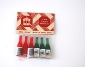 Town Square Miniature Wine Bottles Mid Century -  Gift For Girlfriend, Under 10, Doll House Decor, Miniatures, Fairy House Decor