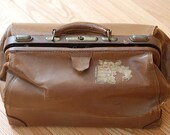 Distress Leather 1930's Brown Doctors Bag, Brown Leather Bag, Gift For Dad Grandfather, Brass Hardware on Leather Bag