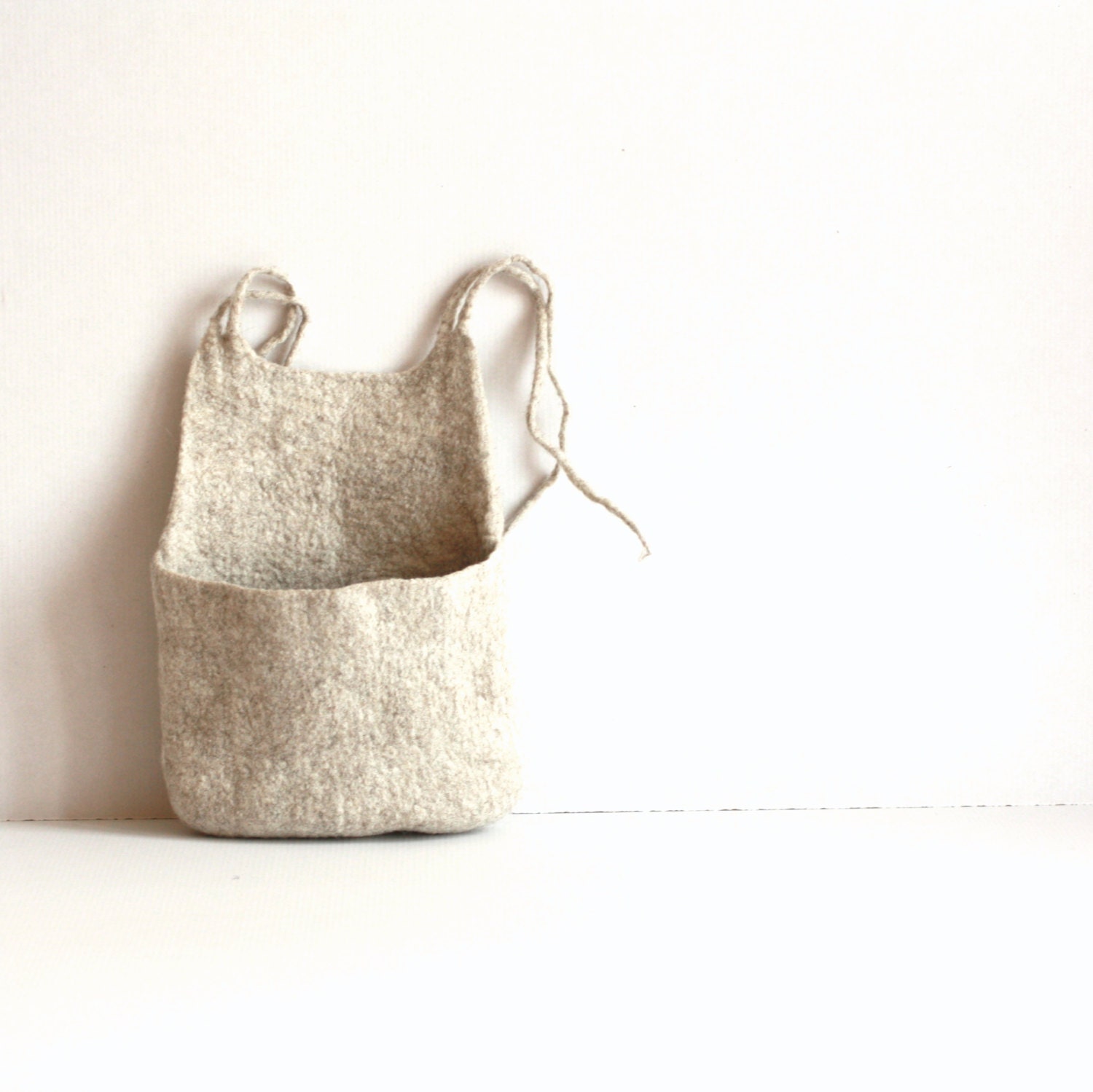 Hanging basket, toys organizer, felted wool bag, natural eco-friendly hanging bag - Mothers day gift