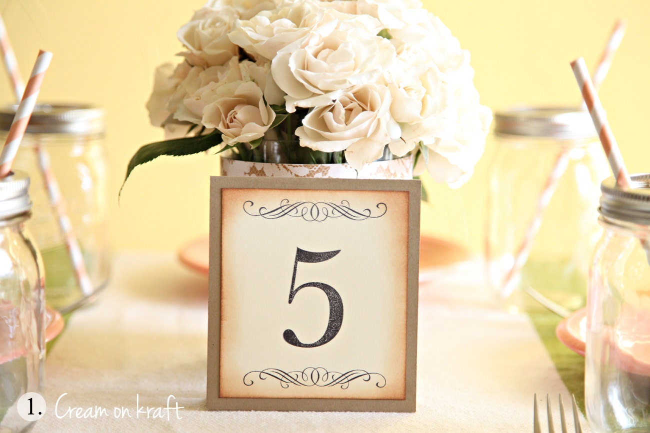 Table numbers, Wedding, Baby Shower, Party Decoration, Vintage theme, Shabby Chic theme