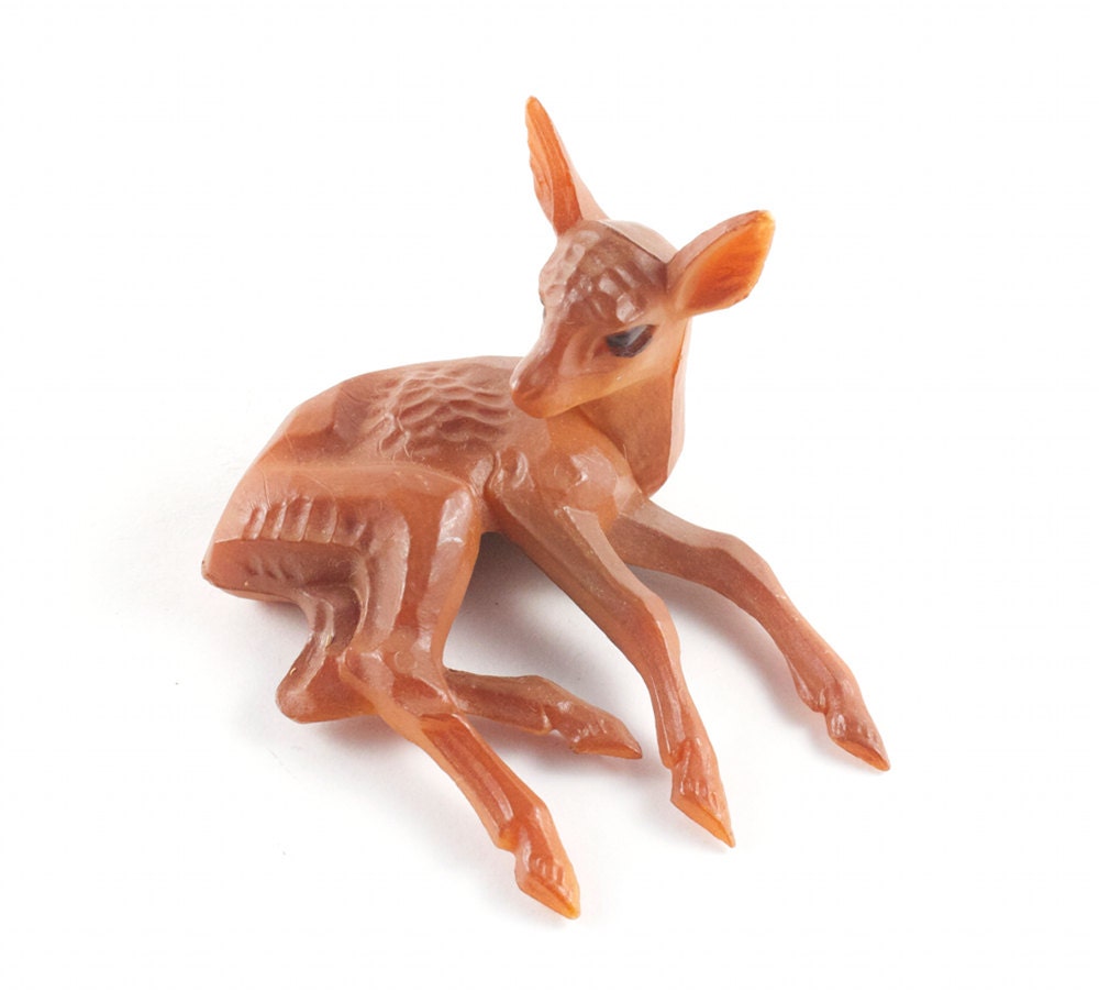 Vintage Deer Fawn Miniature Figurine Kitsch Mid Century Bambi / 50s 60s