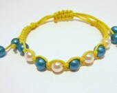 Shamballa Bracelet, Friendship Bracelet,  Lemon Zest Adjustable Jewelry, Fiber Bracelet